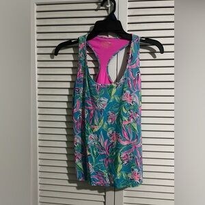Lilly Pulitzer Luxletic Mina Bra Tank Top Formentera Turquoise Keep Beleafing S